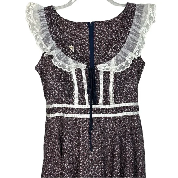 GUNNE SAX by Jessica Vintage Rare Purple Floral Prairie Dress Size 13 Sleeveless - Picture 2 of 15